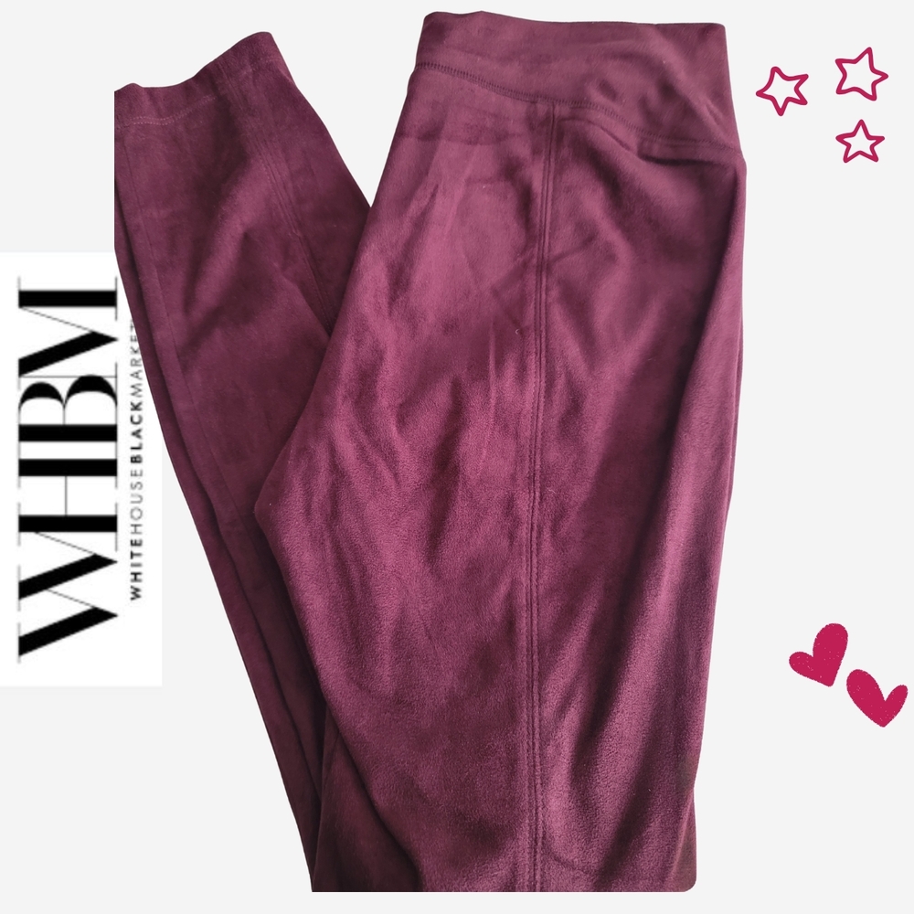 NWOT WHBM Burgandy Faux Suede Leggings Sz ML